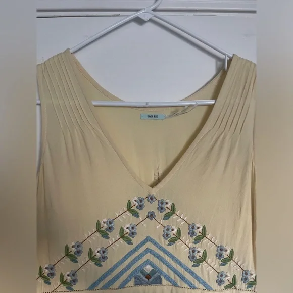 Kimchi Blue 🩵 Yellow and Blue Embroidered Mini Dress, M 💛 - Picture 3 of 7